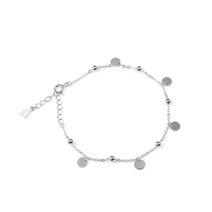 Gleaming Circle Charms and solid balls silver Plated 925 Sterling Silver Chain Bracelet