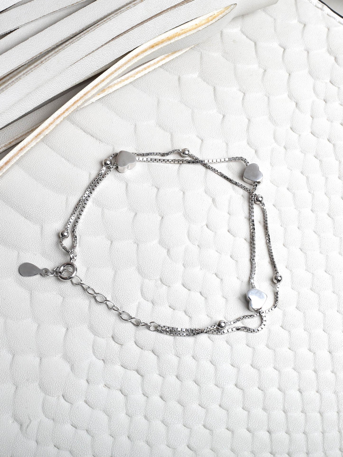Heartfelt Harmony: Dual Layered Heart Shaped Bracelet in 925 Sterling Silver