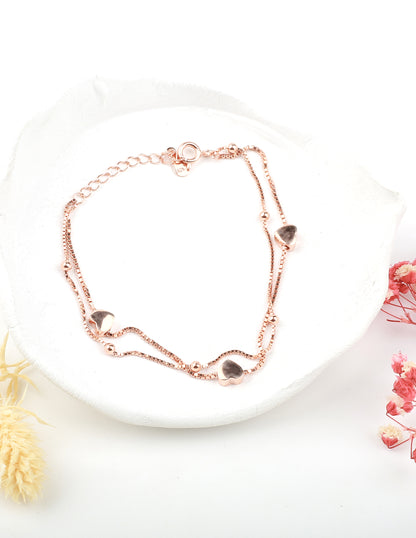 Heartfelt Harmony: Dual Layered Heart Shaped Bracelet in 925 Sterling Silver