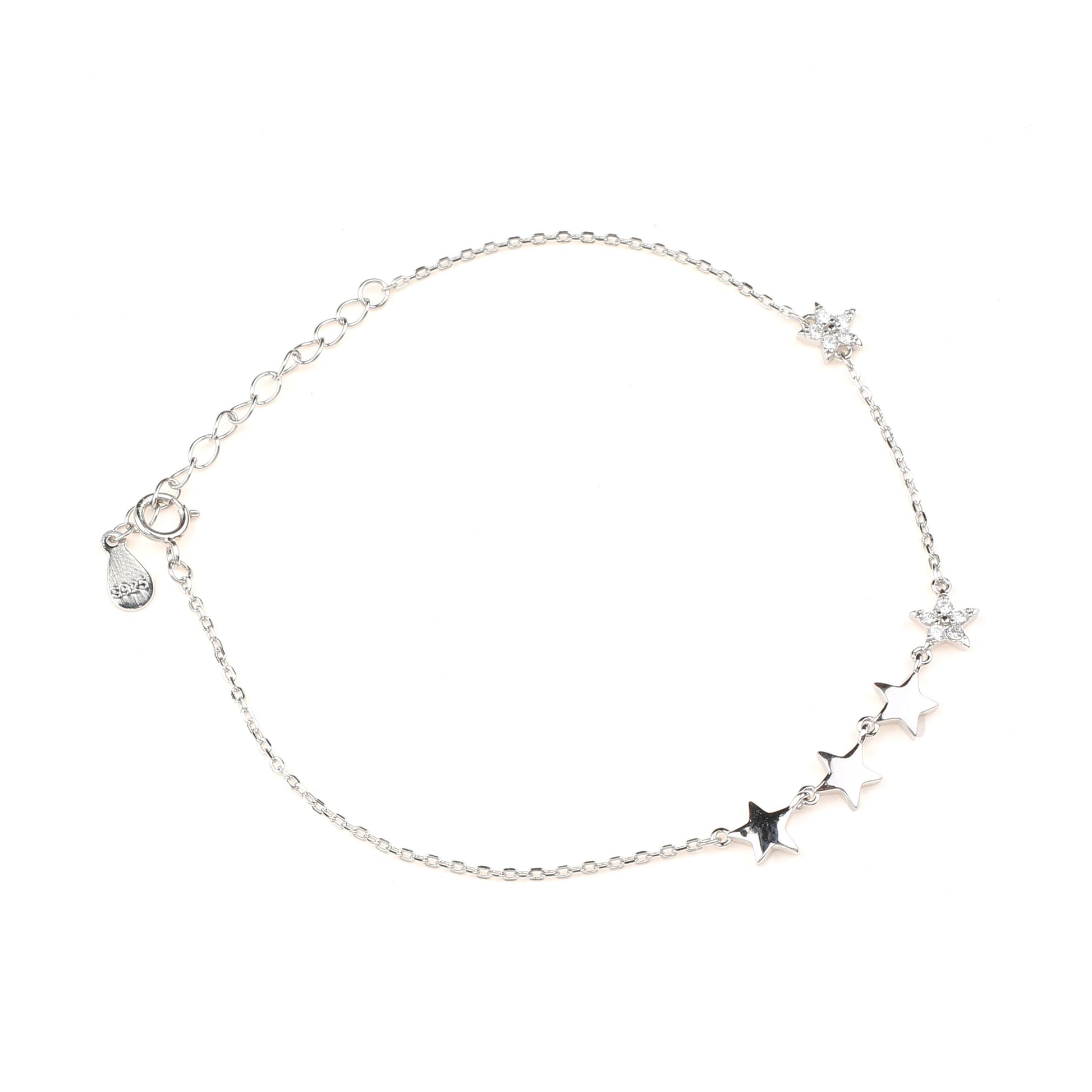 Stars in Sequence white stone studded 925 sterling silver link bracelet for women